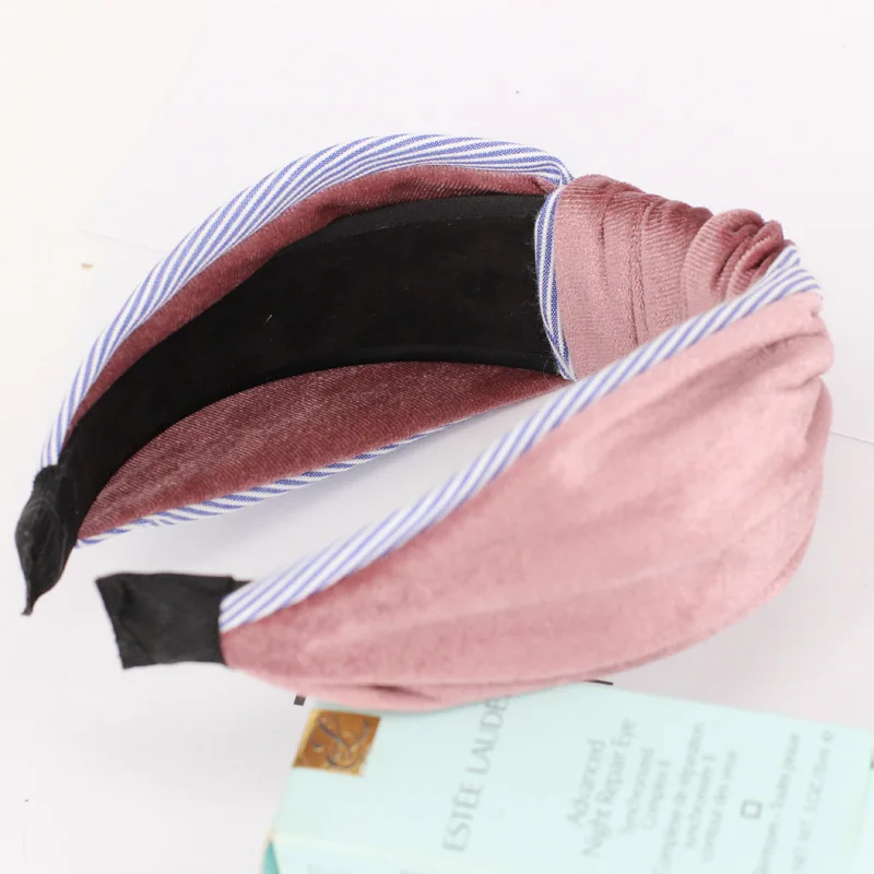 Женская бархатная кожаная повязка на голову широкий ободок для волос в богемном