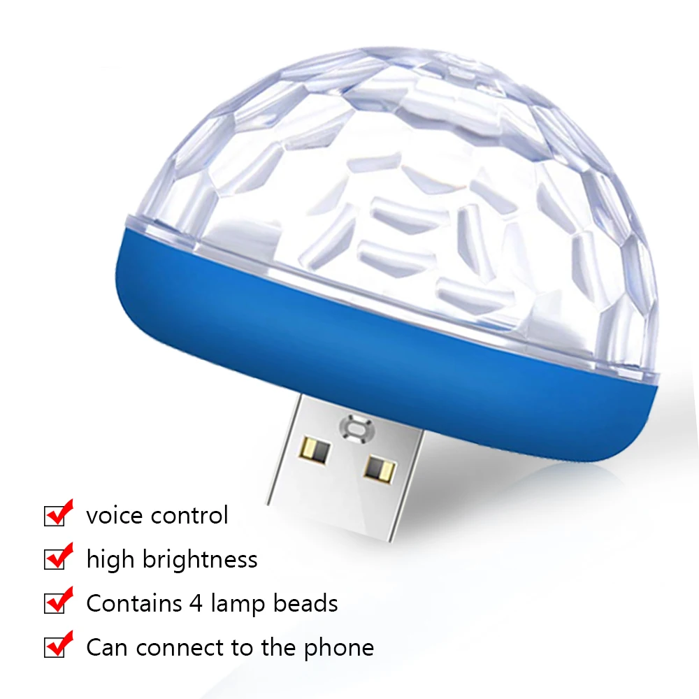 Автомобильный USB атмосферный свет, декоративная лампа, освещение для салона автомобиля, DJ RGB, мини цветная музыкальная звуковая лампа для фестиваля, вечерние, караоке
