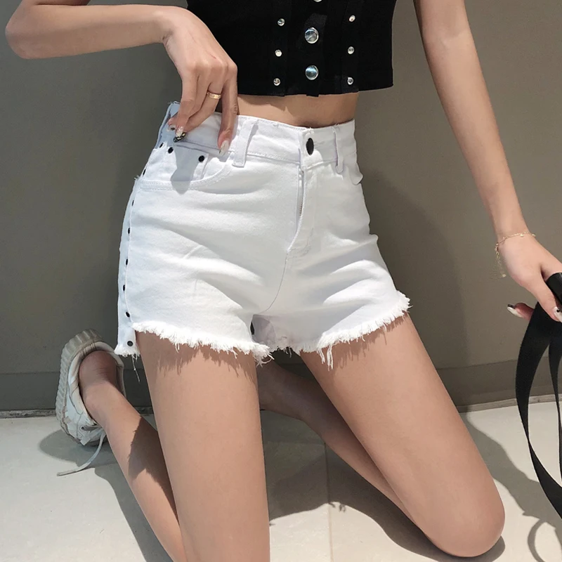 Шорты женские джинсовые с завышенной талией модные повседневные хлопковые