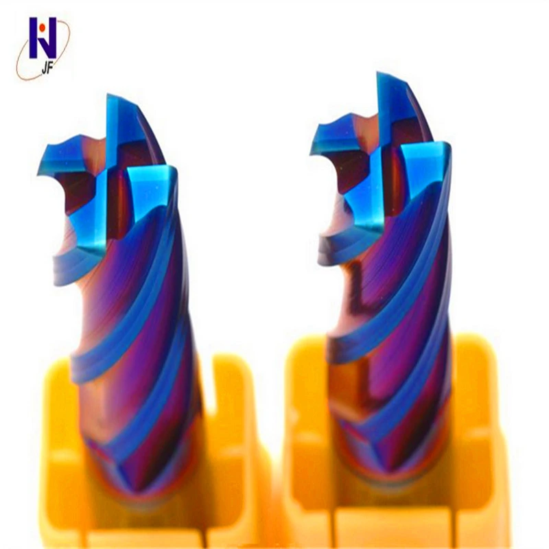 JF GEK endmill 5pcs/set 2R0.5*6*D4*50*4F HRC65 Carbide 4 Flute Corner Radius End Mills HRC60 Blue NaCo to cut hard material | Инструменты