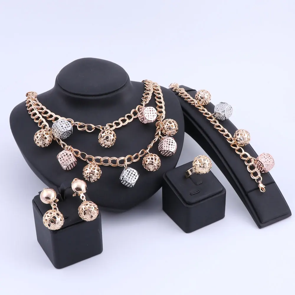 Хорошее качество комплект ювелирных изделий Дубайский и эфиопский золотой цвет