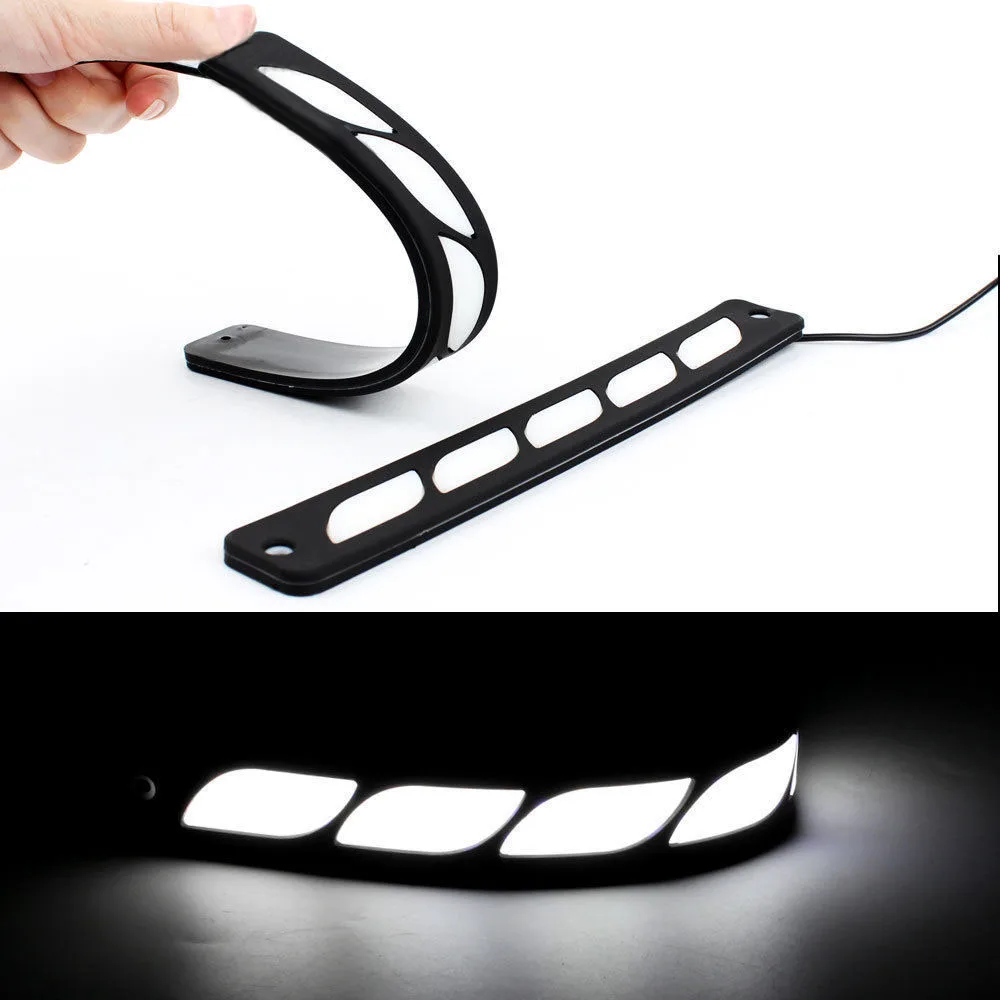 

JX-LCLYL 2pcs 12V LED Flexible Car DRL Daytime Running Light Day Fog Light White