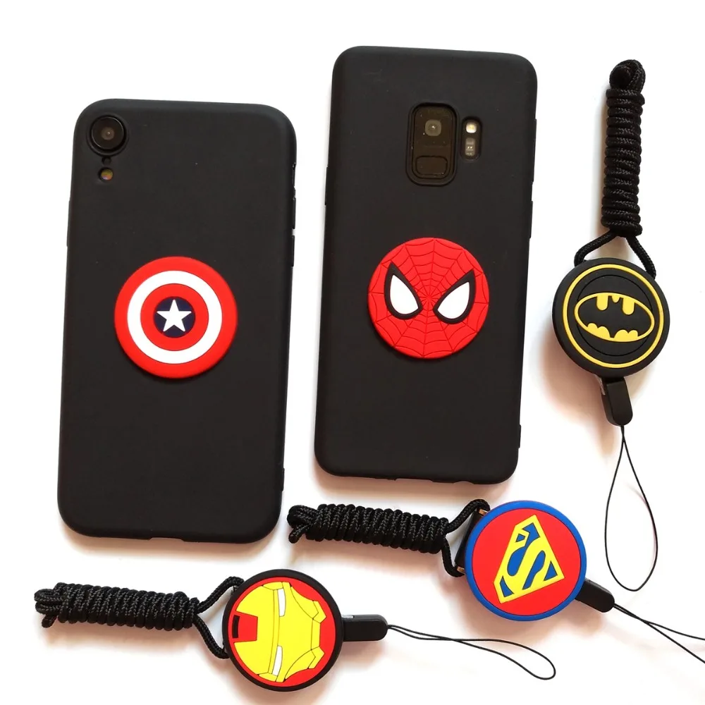 For Samsung Galaxy Note10 Pro Note9 Note8 Note5 Back Cover Cartoon The Marvel Avengers Soft Silicone Black Phone Case + Lanyard |