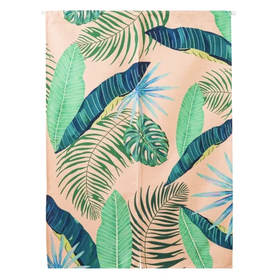 Японский стиль льняная хлопковая занавеска с листьями растений украшение для