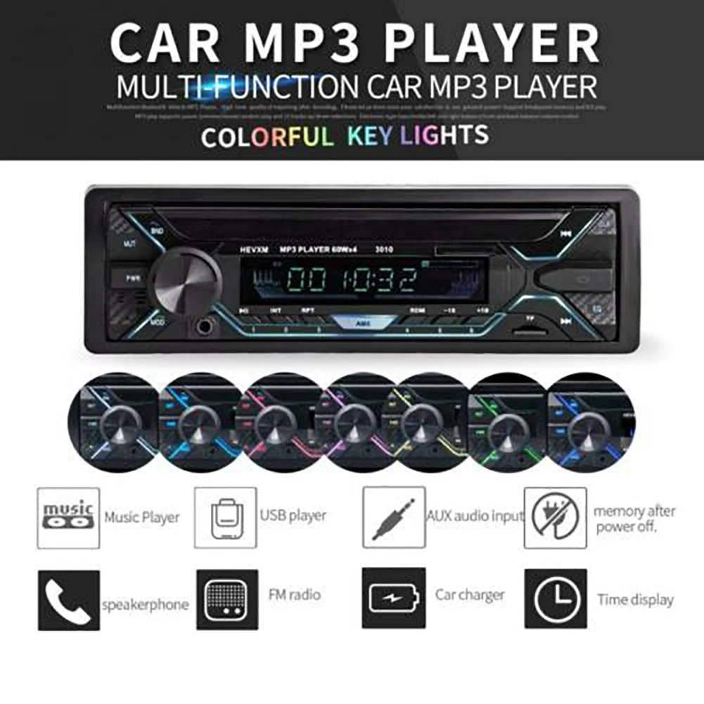 12 В автомобильный Радио-Кассетный проигрыватель стерео Bluetooth 1 DIN FM USB/SD/AUX MP3 плеер головное устройство в тире Авторадио Авто звук для android