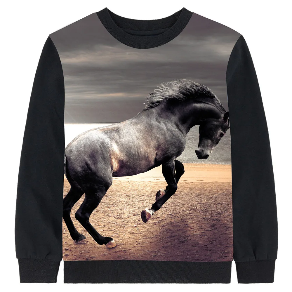 Красивая детская одежда футболки с принтом темной лошади топы для маленьких