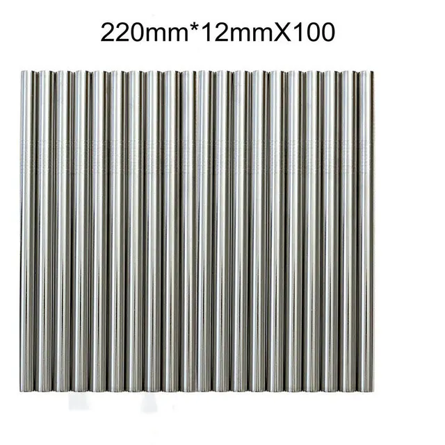 PACK100 220 мм* 12 мм 100 шт./лот Экстра Широкий многоразовый 304 соломинки из нержавеющей стали прямой многоразовый металлический соломы для тапиоковые жемчужины - Цвет: PACK100