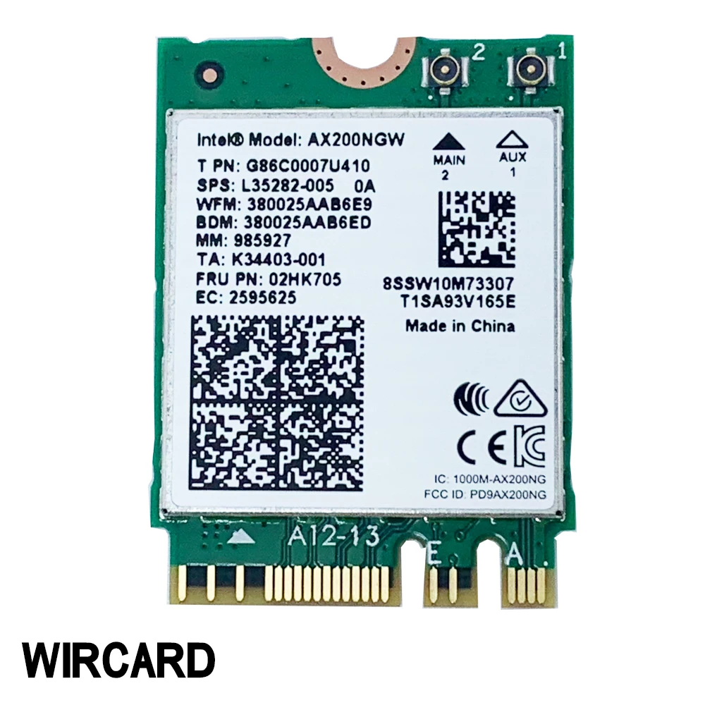 WIRCARD для двухдиапазонной беспроводной сети AX200 2400 Мбит/с AX200NGW NGFF M.2 BT 5 0 Wi Fi сетевая