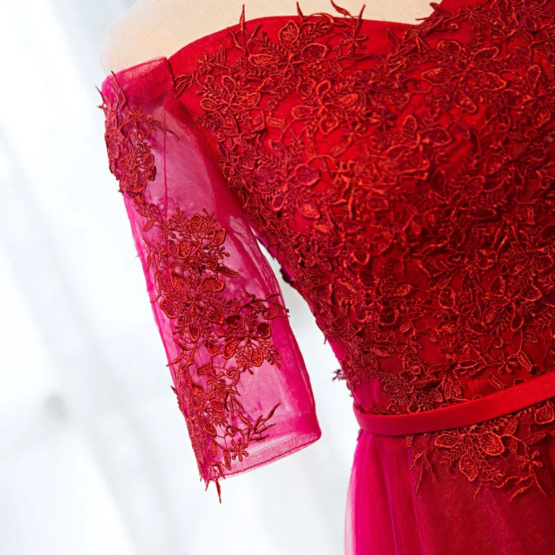 Vestido de festa Новинка 2019 г. Миссис Win красное вино с v образным вырезом открытыми