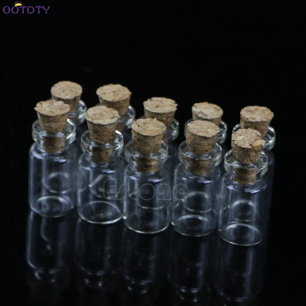10pcs/lot 0.5ml 18x10mm Mini Glass Bottle Vial with Cork Stopper Storage Pendant | Дом и сад