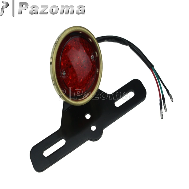 Тормозной ретро фонарь с просверленным хвостовиком для мотоцикла латунный