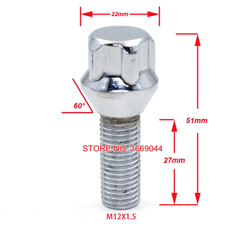 M12X1.5 4 шт. шлицевой Тип Анти-кражи Сталь хромовые Автомобильные Колесные болты замок