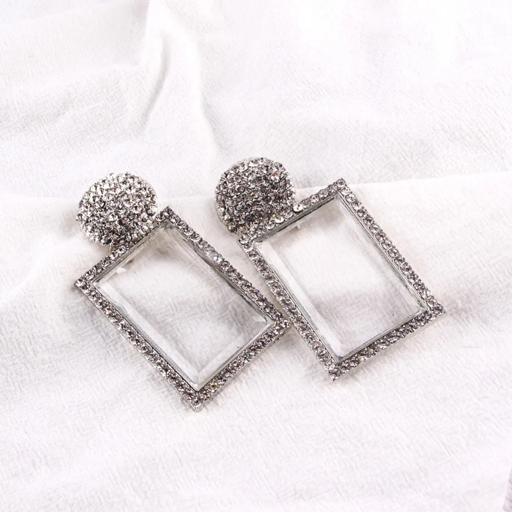 DiLiCa трендовые женские серьги со стразами массивные большие простые