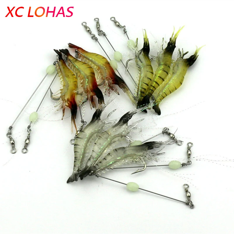 1 шт. ночная светящаяся искусственная приманка Креветка мягкая приманки с