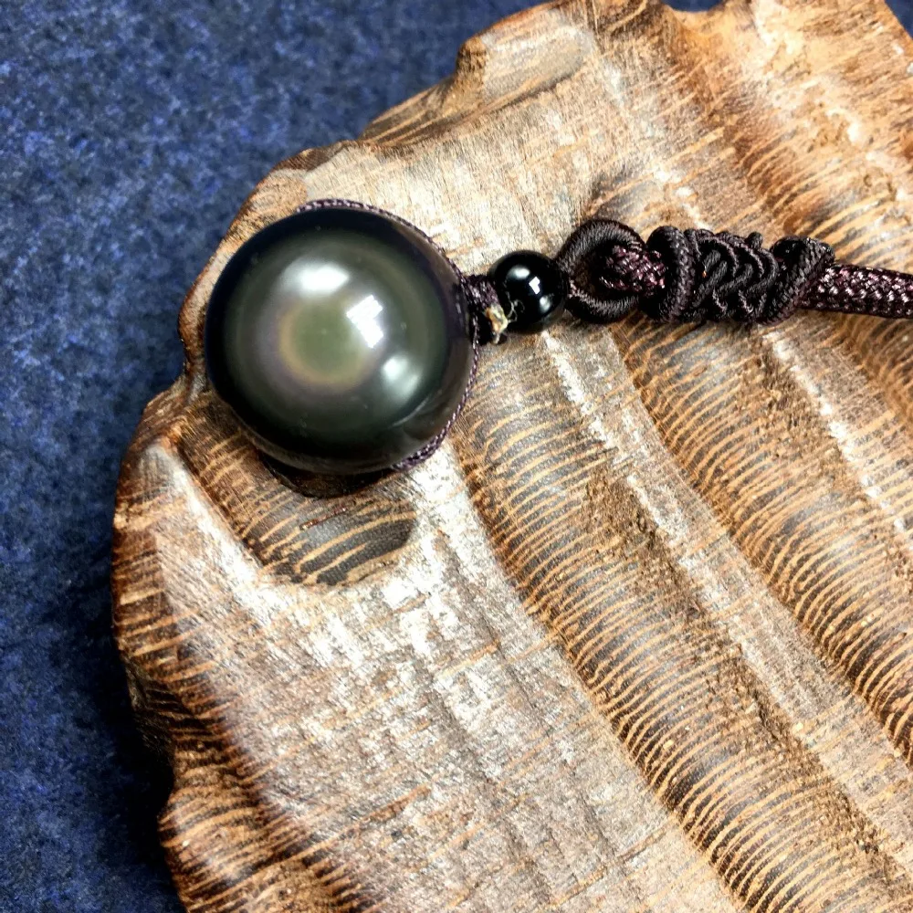 Прямая поставка ожерелье с подвеской из натурального камня черный обсидиан