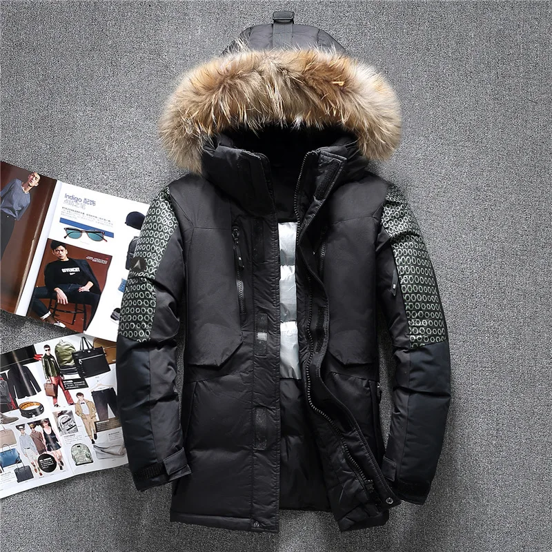 Пуховик мужской зимний теплый водонепроницаемый с капюшоном|hooded down|parka downparka down men