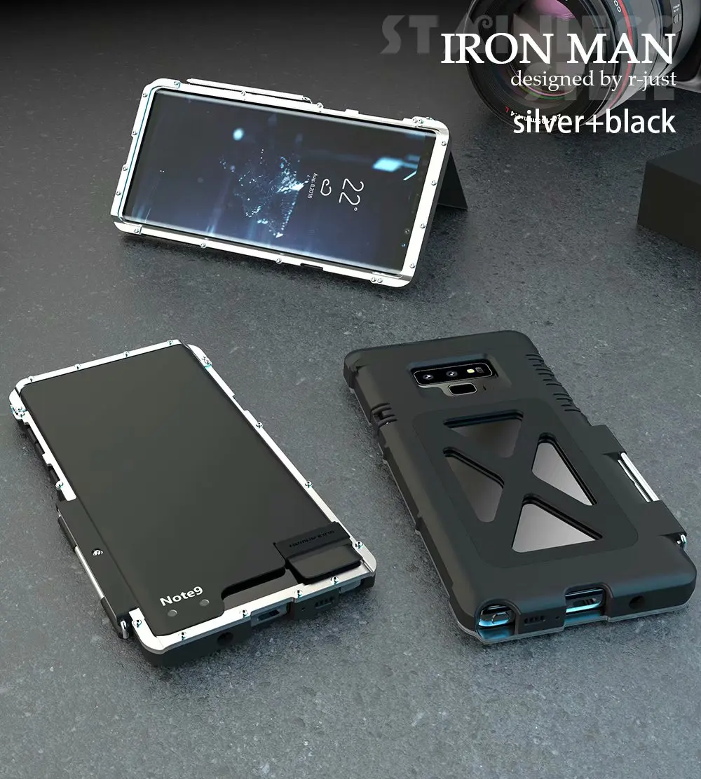 Чехол Armor King с подставкой для samsung Galaxy Note 8 9, откидная крышка, металлическая нержавеющая сталь 304+ пластиковый корпус, ударопрочный, для спорта