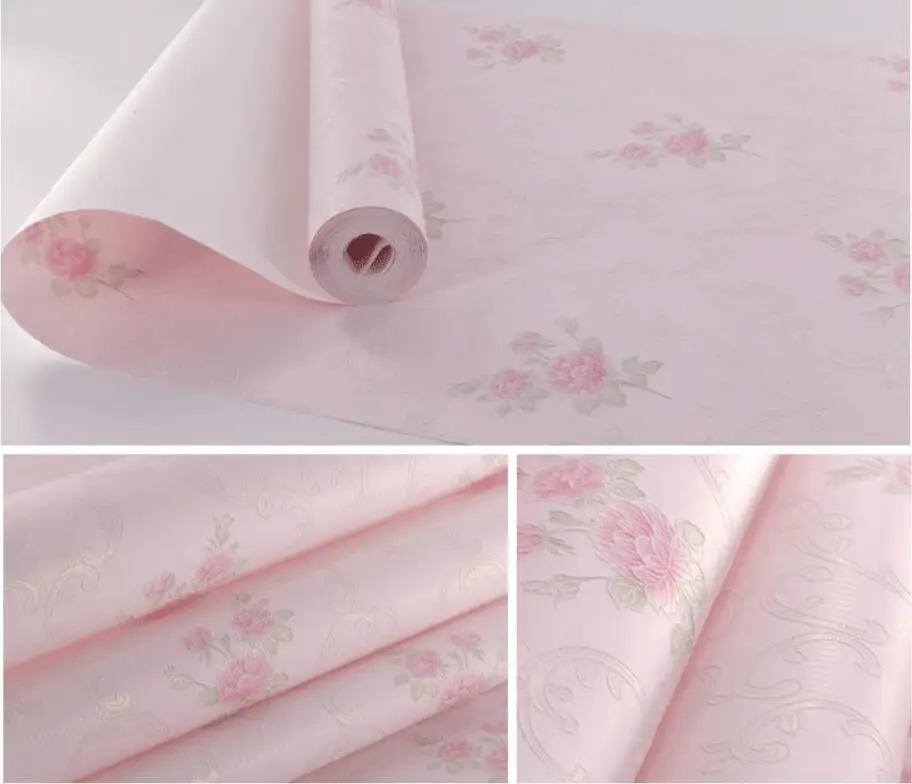 A pink Beibehang papel де parede 3D кремовый синий розовый цветочный настенное покрытие обои для гостиной домашний декор ТВ фон - Цвет: A pink