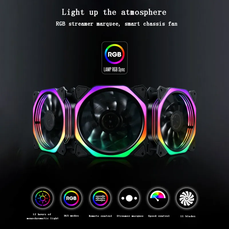 120 мм Красочные RGB светодиодный вентилятор охлаждения компьютера ПК Хост-шасси