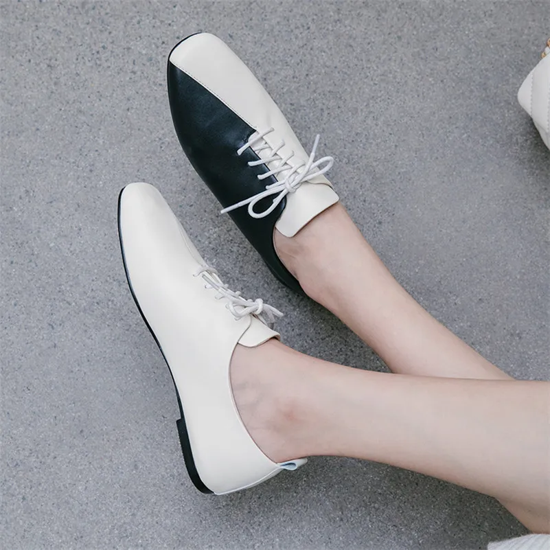 

FEDONAS 2021 Spring Summer New Comfortable Shallow Women Flats Mixed Colors Genuine Leather Basic Single Office Shoes Woman