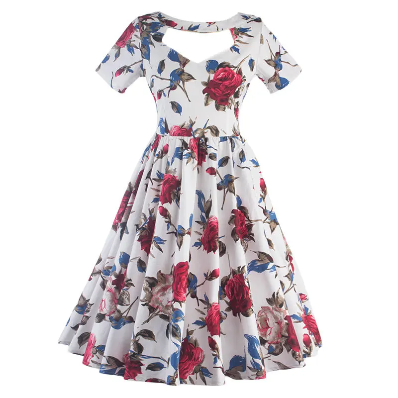Женщины Летнее Платье 2016 Плюс Размер Цветочные Одеяние Одри Хепберн Ретро Качели
