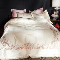 120s egyptian cotton embroidery luxury royal bedding set 4pcs king queen wedding bed sheet set duvet cover pillowcase 6pc golden