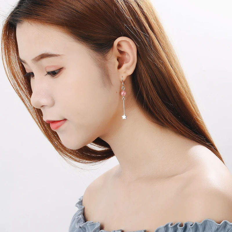 

Fashion 925 Sterling Silver Earring For Girls Accessories Trendy Female Silver Jewelry Long Drop Earrings For Women Bijou