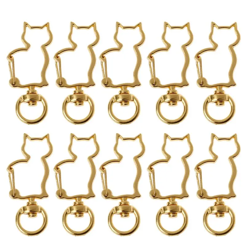

10Pcs Cat Metal Swivel Clasps Lobster Snap Clasp Hook Keychain Jewelry Making
