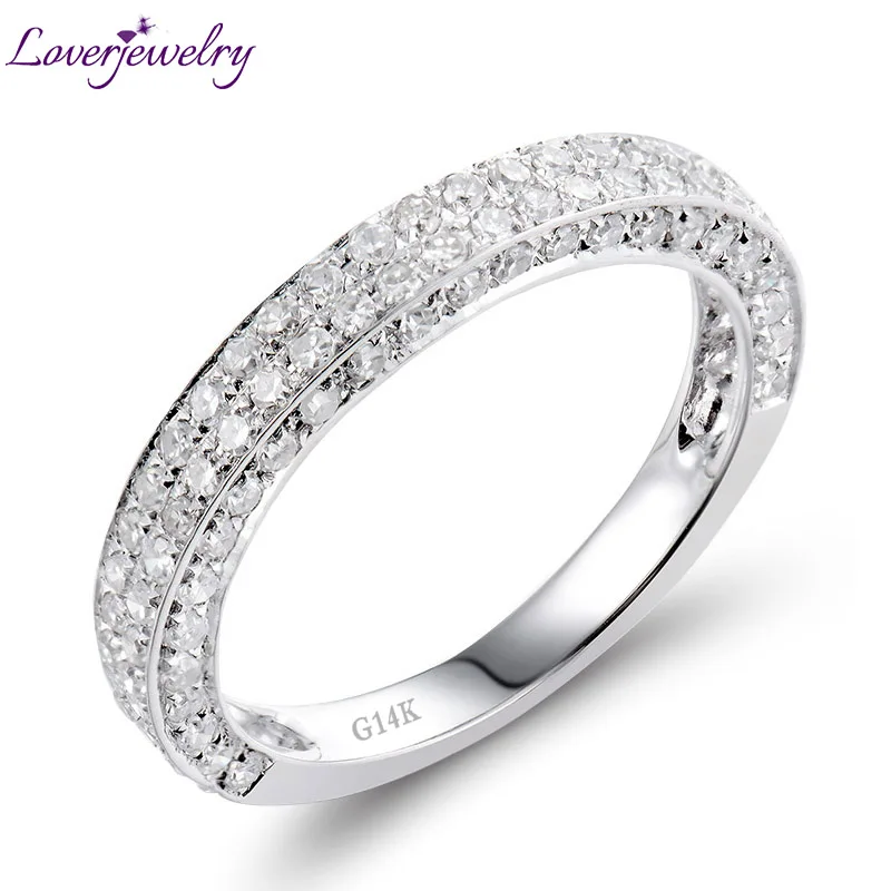 LOVERJEWELRY Новинка красивое однотонное кольцо из белого золота 14 карат с