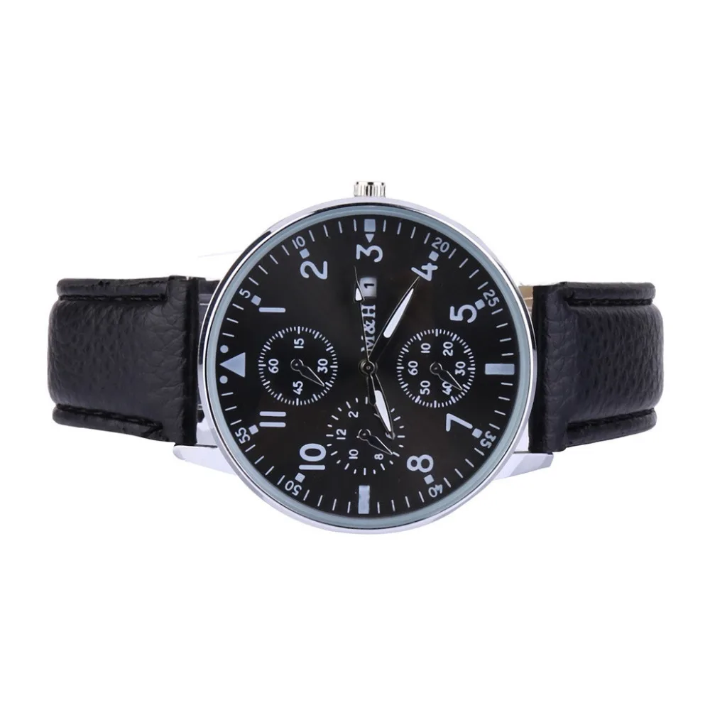 

relogio masculino watch Simple Men's Calendar Watch Three Eyes Dial Leather Belt Quartz Watch reloj hombre 32