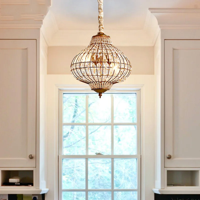 Американский Хрустальный фонарь подвесные светильники винтажный домашний деко