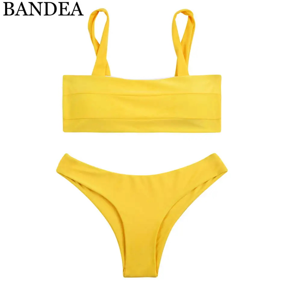 BANDEA новый сексуальный комплект бикини розовый красный однотонный купальник