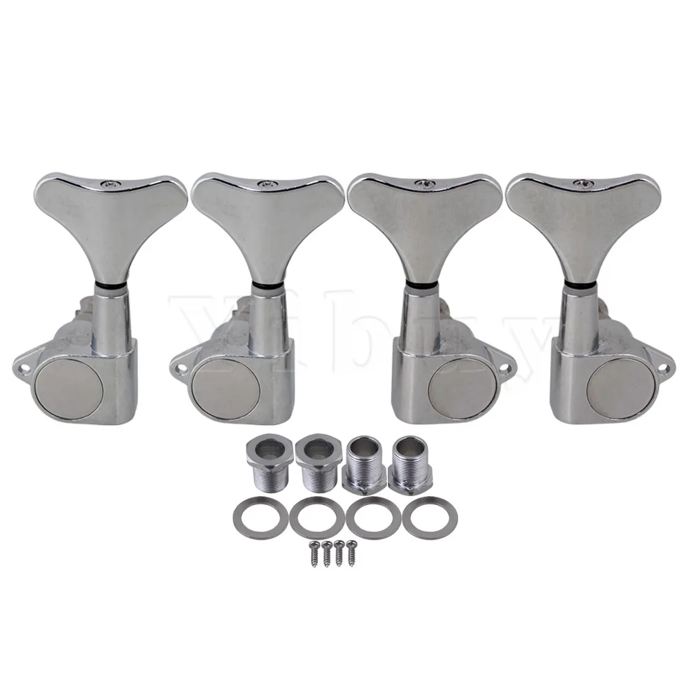 Yibuy цвет хрома Запечатанные Колки для бас гитары тюнинговые колышки головки