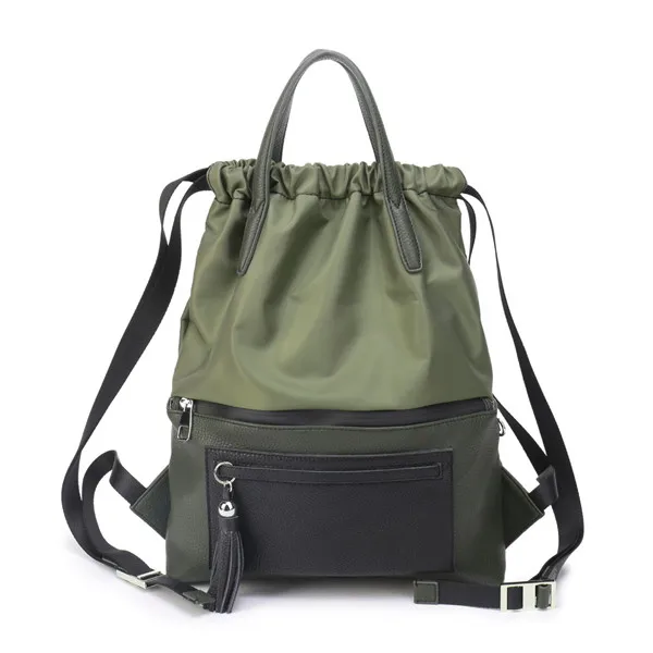 Army green Vento Marea большой емкости черный рюкзак корейский Оксфорд и кожаный рюкзак модные женские сумки для книг дизайнерские женские сумки на плечо - Цвет: Army green