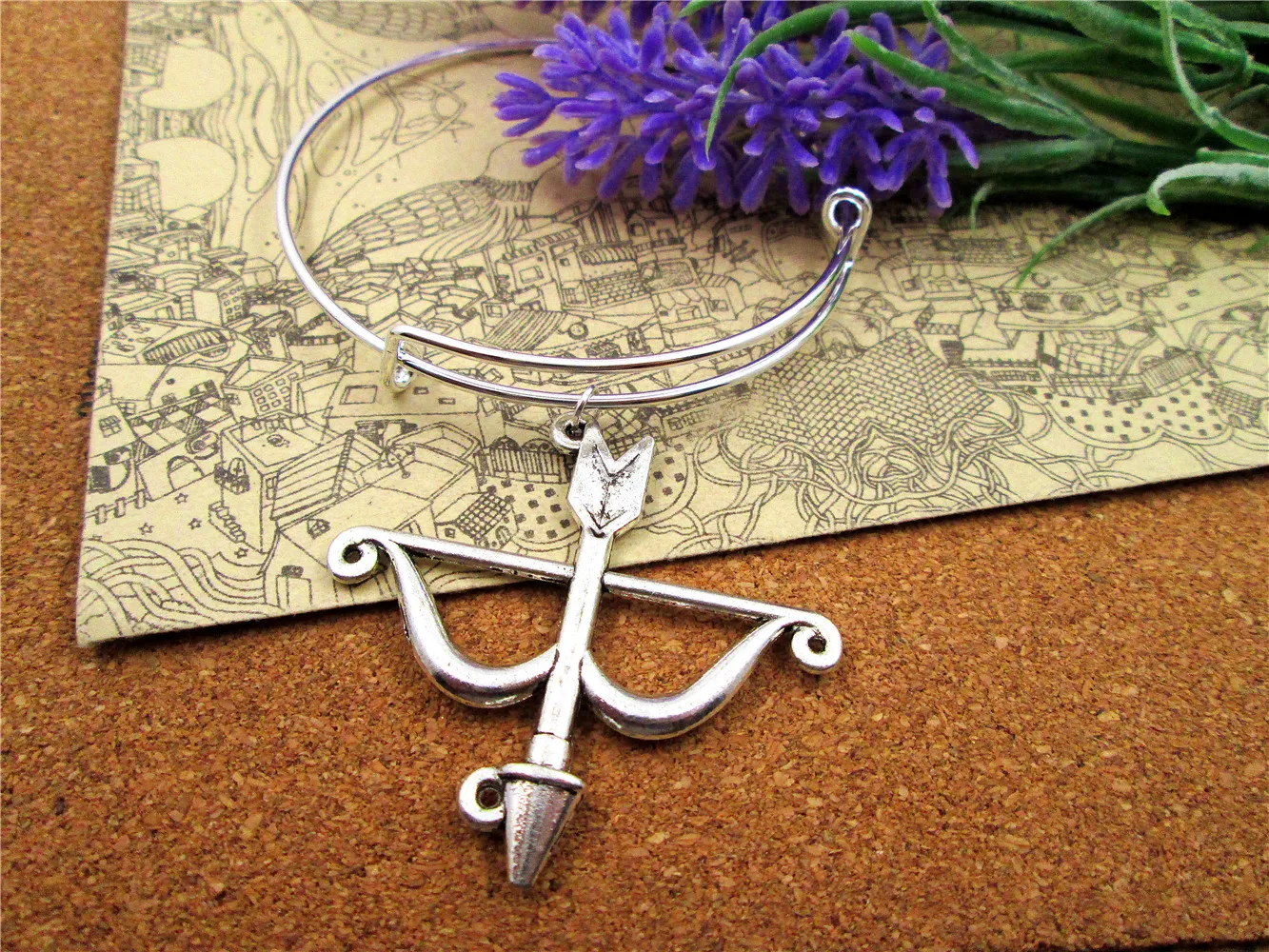 3 шт./лот хит продаж 65 мм браслеты 45*46 античные посеребренные банты и стрела