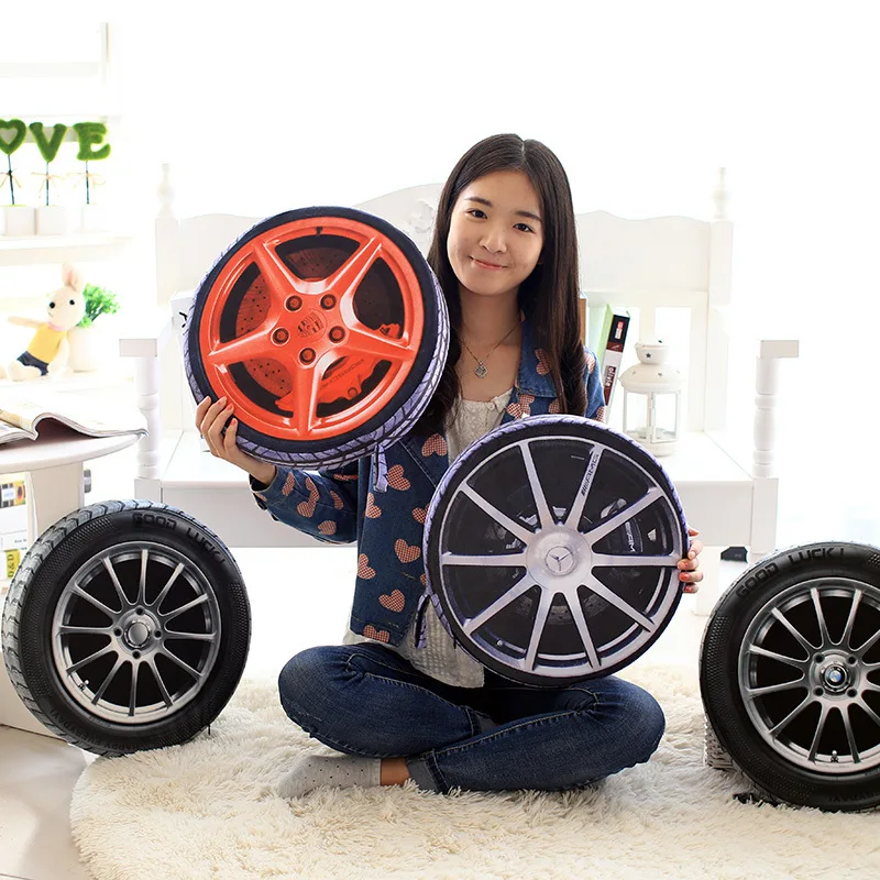Фото 1 шт. 38 см 3D Персонализированная Автомобильная подушка для колес плюшевая