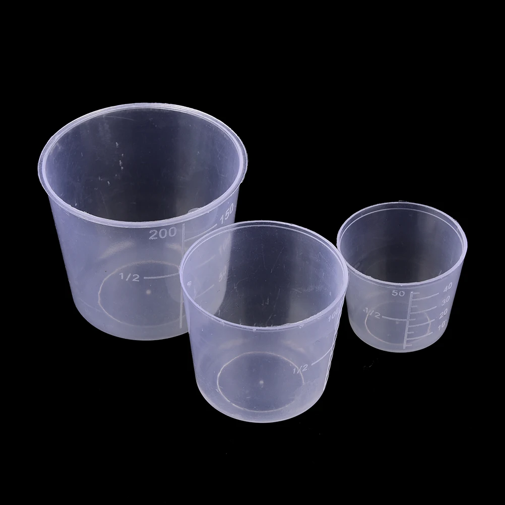 

3PCS/Set Small Plastic Glue Mixing Cup Bait Mix Measuring Cups Kit for Carp Fishing 200ml 100ml 50ml