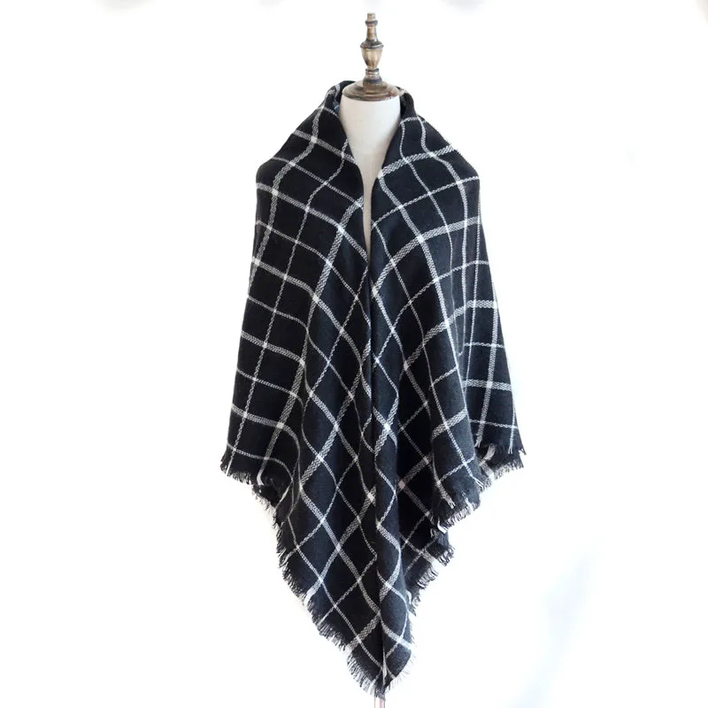 Fashion Imitation Cashmere Scarf Women Plaid Blanket Winter Autumn Designer Acrylic Basic Shawls Women's Scarves FYRFJ004 | Аксессуары
