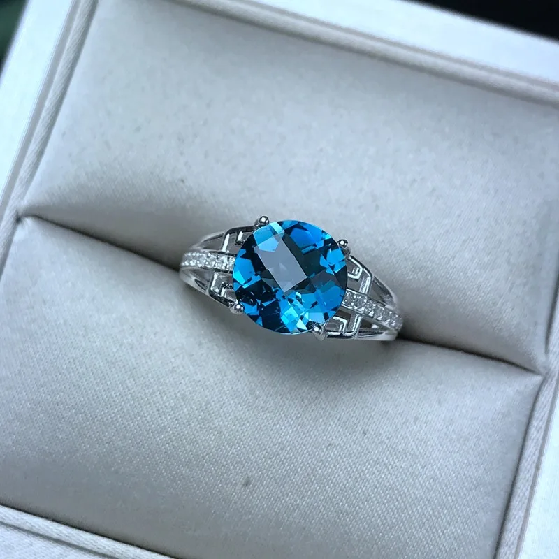 KJJEAXCMY fine jewelry The 925 sterling silver is recommended for both men and women with a natural blue topaz ring that comp | Украшения и