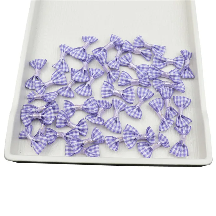 Purple Bowknots 50 шт., клетчатая ткань, маленькая лента, банты, сделай сам, ремесло, головной убор, одежда, кукла, игрушки, аппликация, аксессуары, бант, Свадебный декор - Цвет: Purple Bowknots