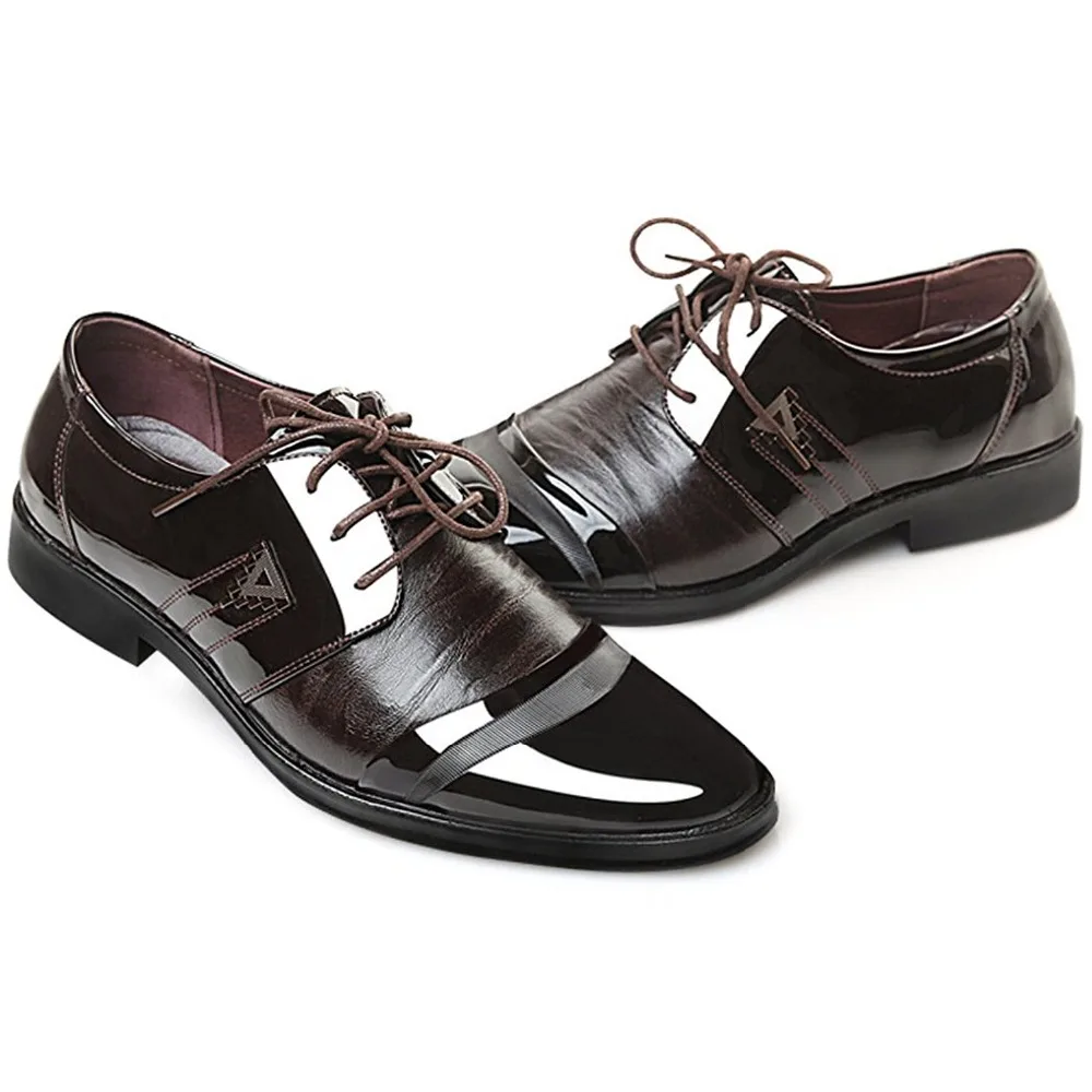 Мужские классические туфли из искусственной кожи оксфорды с острым носком на