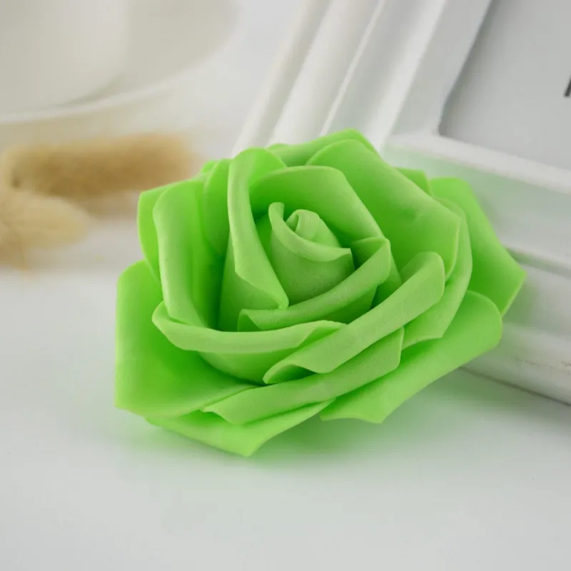 green 100 шт. Искусственные цветы Новогоднее Рождество для дома Свадебные украшения Аксессуары diy рукоделие Подарочная коробка 7 см шелк Пена розы - Цвет: green