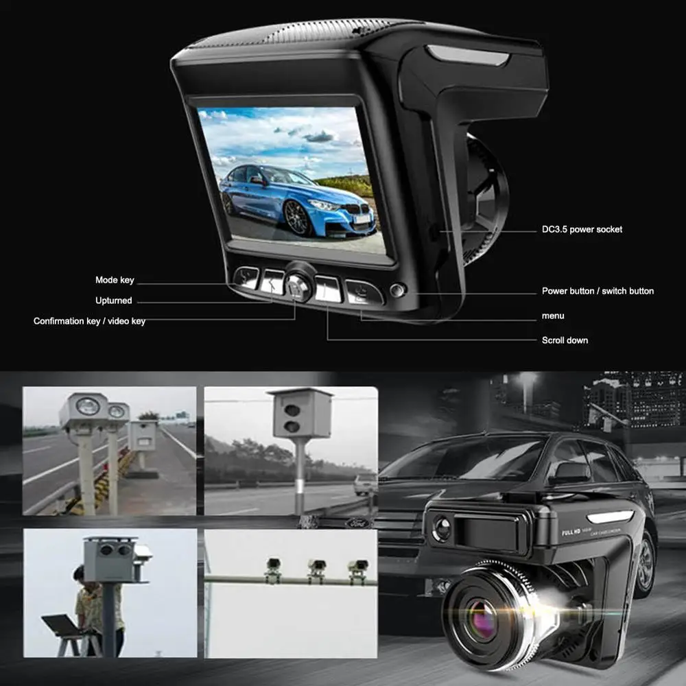 2020 2 в 1 HD 1080P Автомобильный видеорегистратор камера рекордер Радар лазерный