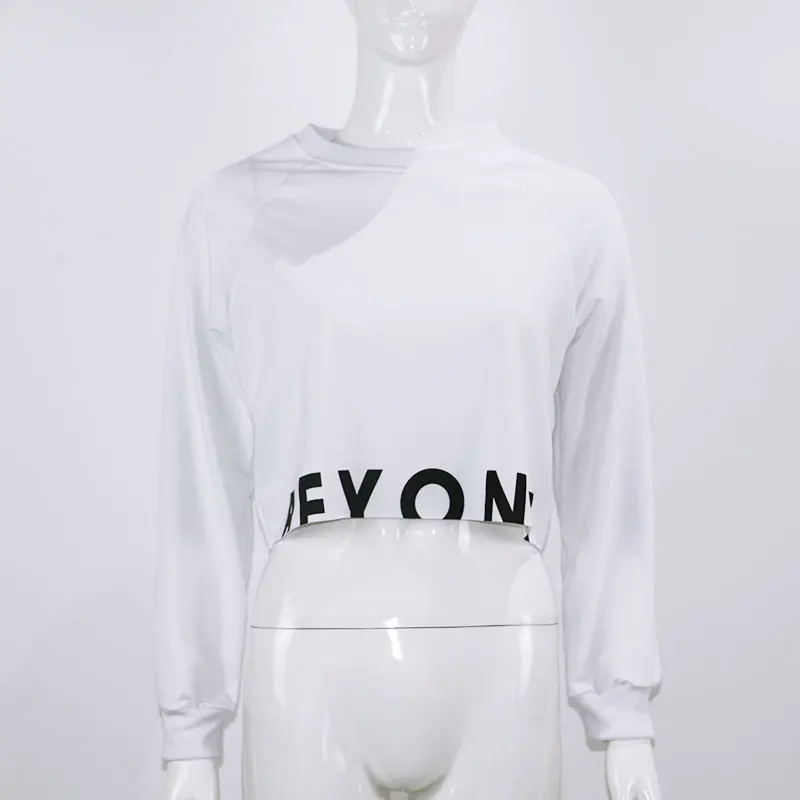 Женский короткий свитшот с буквенным принтом повседневный Укороченный