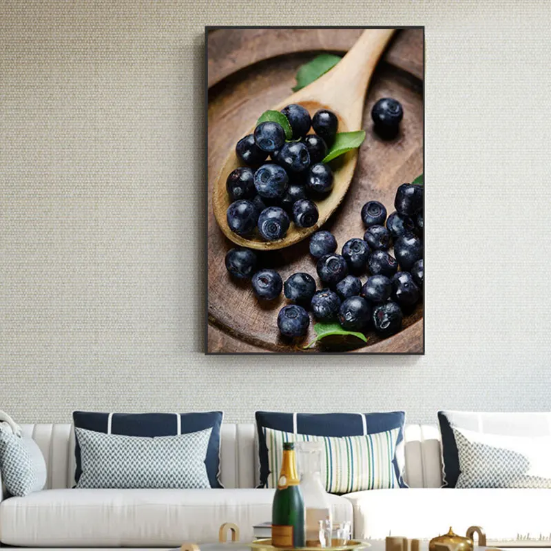 Настенные плакаты с изображением чая и черники картины на холсте кофейных зерен