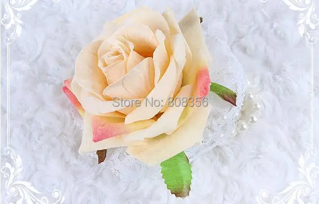 Шт. 10 шт. Искусственный цветок розы модель головы фланелевые невесты на запястье