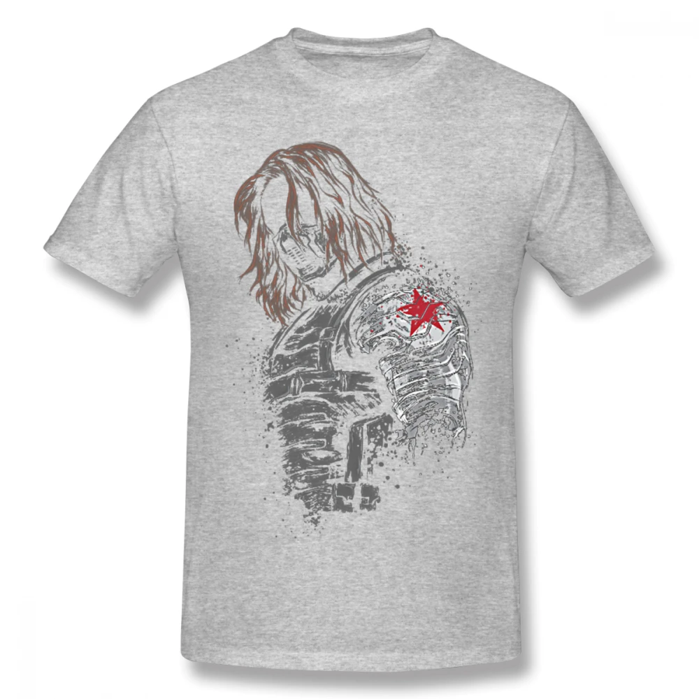 Серый Зимний Солдат Bucky Barnes футболка унисекс мягкий хлопок Homme футболка популярная уличная одежда S-6XL размера плюс футболка - Цвет: Серый