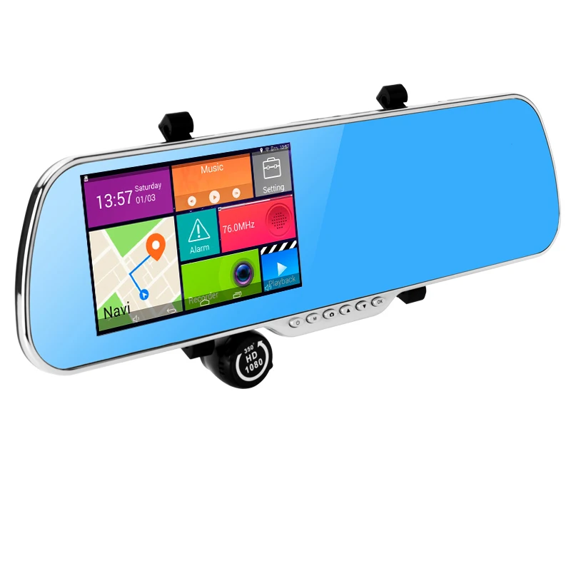 5 дюймов IPS Автомобильный GPS навигатор зеркало заднего вида Android 4 Allwinner A23Quad-core 1080P