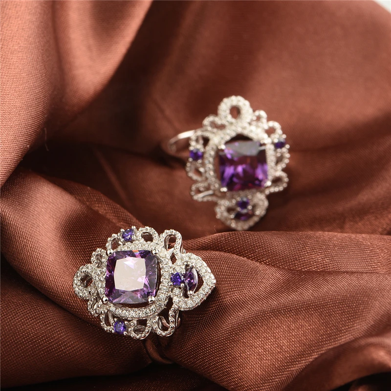 GW модное ювелирное изделие кольцо в русском стиле фиолетового цвета женское из