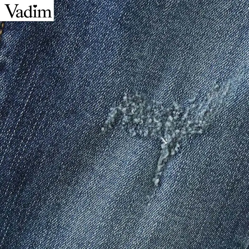 Vadim для женщин Основные джинсовые узкие джинсы Карманы бахрома Подол slim fit